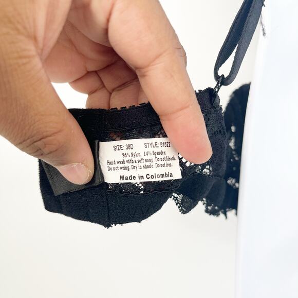 Fredericks Of Hollywood Womens Coquette Scalloped Mesh Lace‎ Bra Size 38D Black - Picture 4 of 7